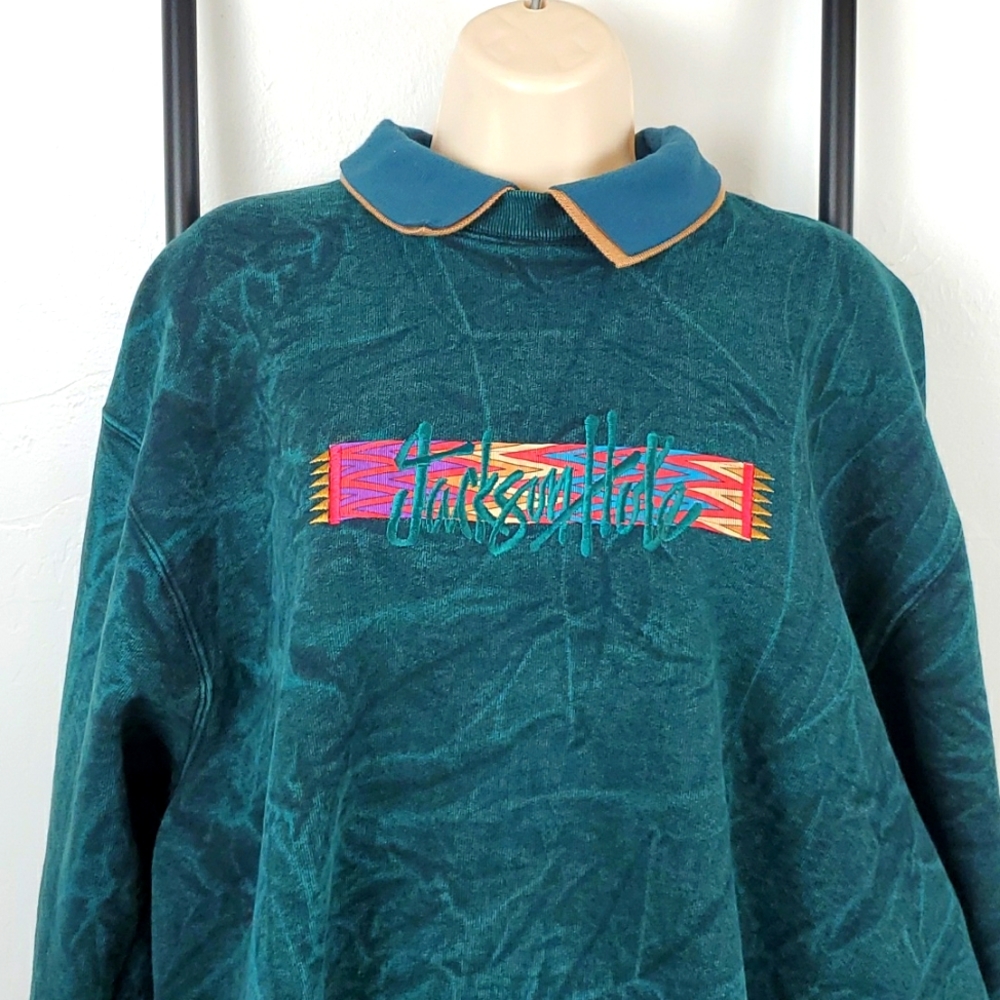 Vintage Early Man Images Jackson Hole Embroidered Crewneck Sweatshirt Men Size L